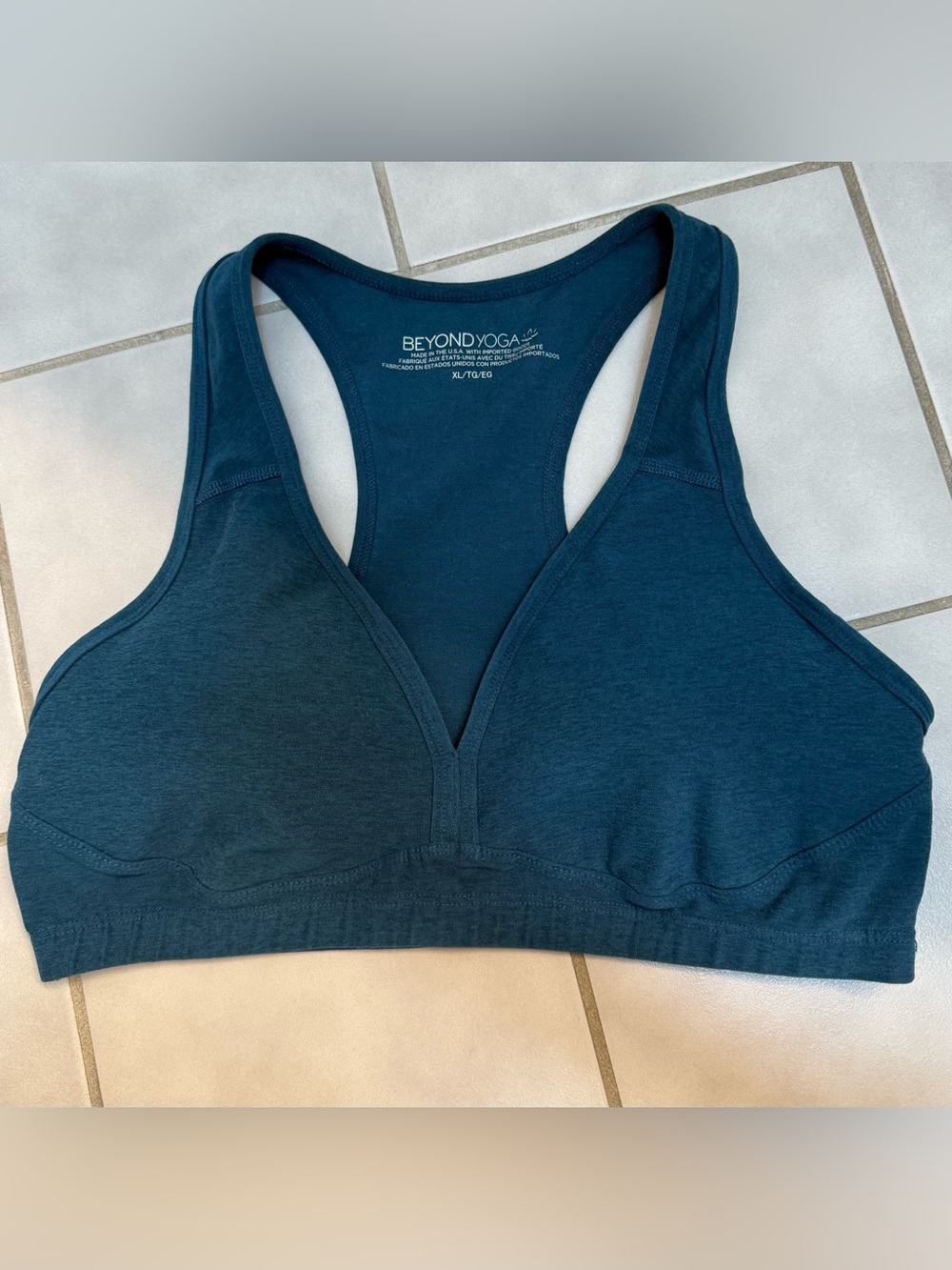 Beyond Yoga Lift Your Spirits Sports Bra Spacedye Blue Teal Size XL